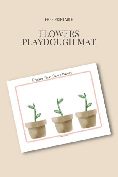 Graphic for flowers playdough mat free printable.