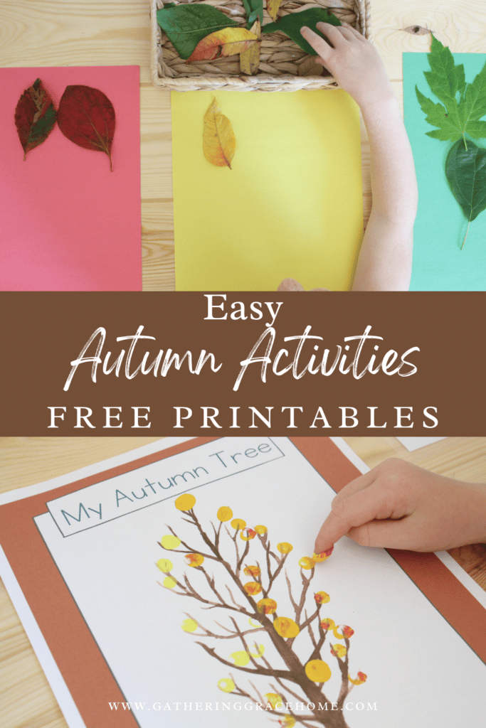 Pinterest graphic to pin for later for easy autumn activities for toddlers.