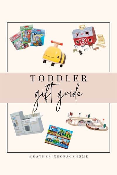 Toddler christmas presents for kids graphic with each item pictured.