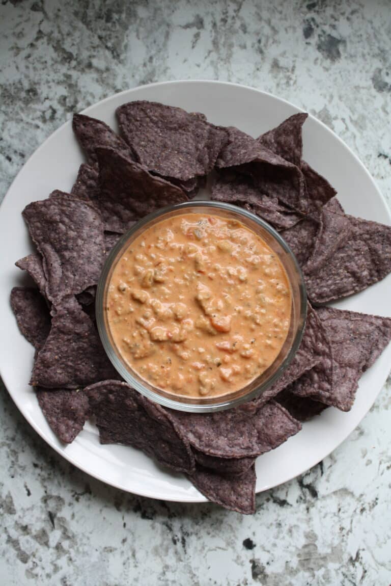 4-Ingredient Sausage Queso Cheese Dip (Easy Appetizer)