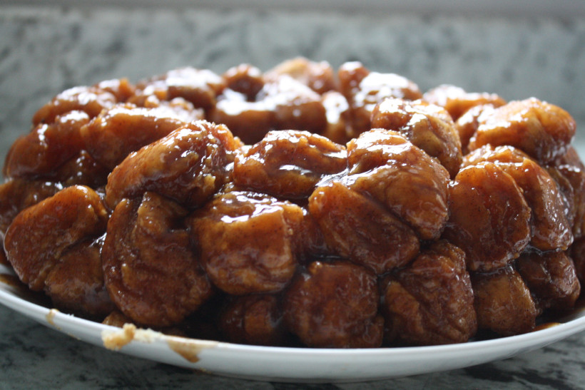 Gooey monkey bread on plate ready to be served.