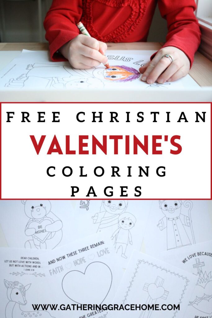 Pinterest pin graphic for Christian Valentine's Coloring Pages
