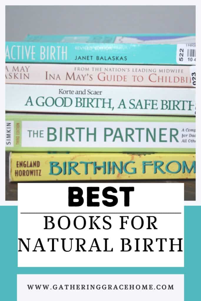 Pinterest pin graphic for the best books for natural birth.